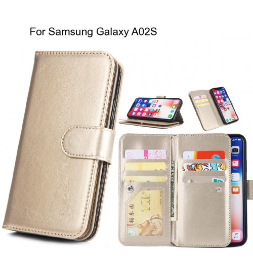 Samsung Galaxy A02S Case triple wallet leather case 9 card slots