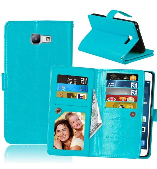 Galaxy A5 2016 Double Wallet Leather Case - Blue