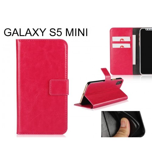 Galaxy S5 Mini Case Fine Leather Wallet Case - Red