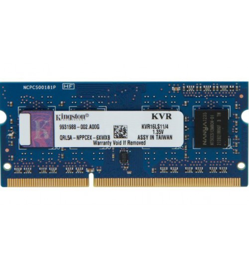 KINGSTON 4GB 1600MHZ DDR3 NON-ECC CL11 SODIMM 1.35V