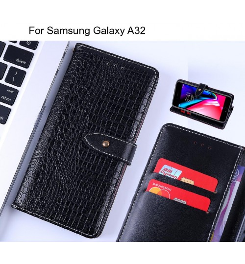 Samsung Galaxy A32 case croco pattern leather wallet case