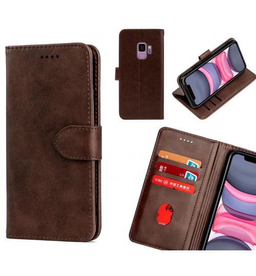Galaxy S9 Case Premium Leather Id Wallet Case - Dark Brown