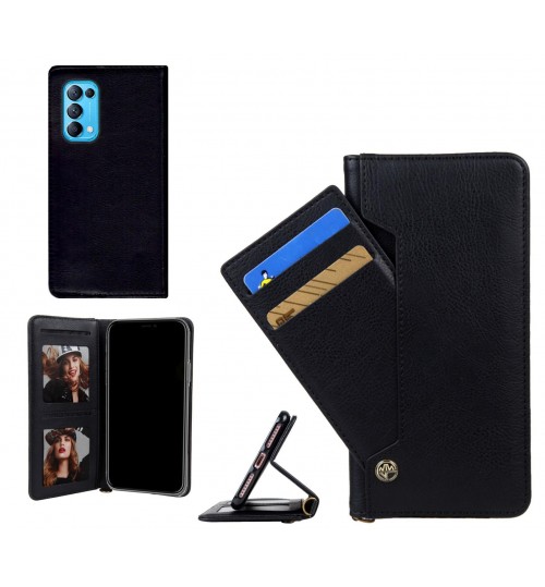 Oppo Find X3 Lite Case Slim Leather Wallet Case 4 Cards 2 Id Magnet - Black