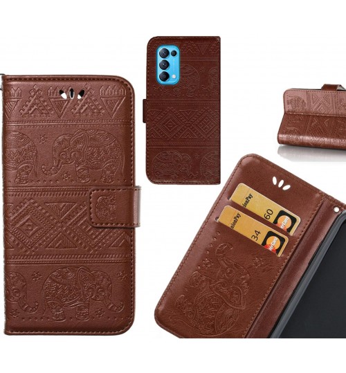 Oppo Find X3 Lite case Wallet Leather case Embossed Elephant Pattern