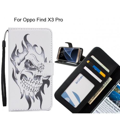 Oppo Find X3 Pro case 3 card leather wallet case printed ID