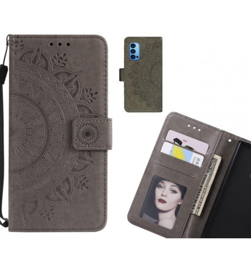 Oppo Reno 4 Pro Case mandala embossed leather wallet case