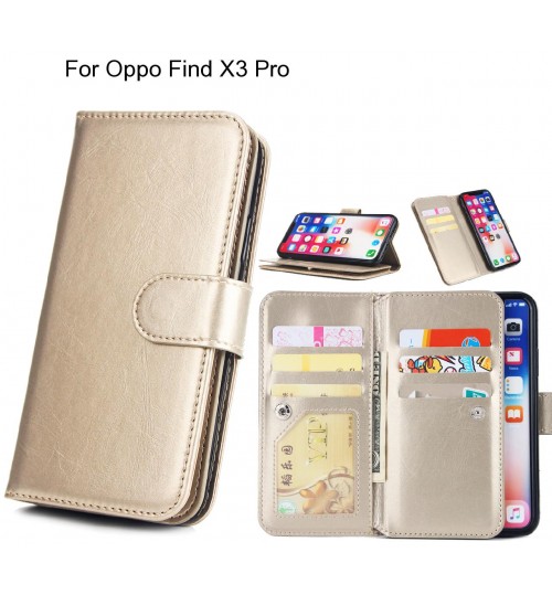 Oppo Find X3 Pro Case triple wallet leather case 9 card slots