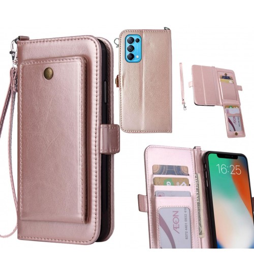 Oppo Find X3 Lite Case Retro Leather Wallet Case - Rose Gold