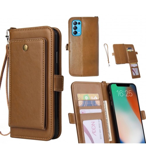 Oppo Find X3 Lite Case Retro Leather Wallet Case - Brown