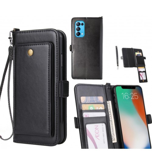Oppo Find X3 Lite Case Retro Leather Wallet Case - Black