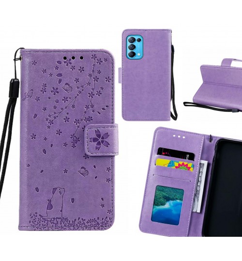 Oppo Find X3 Lite Case Embossed Wallet Leather Case - Purple
