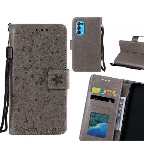 Oppo Find X3 Lite Case Embossed Wallet Leather Case - Grey