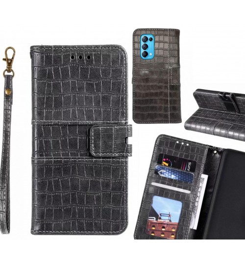 Oppo Find X3 Lite Case Croco Wallet Leather Case - Grey