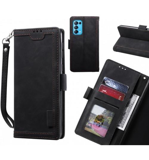Oppo Find X3 Lite Case Wallet Denim Leather Case Cover - Black