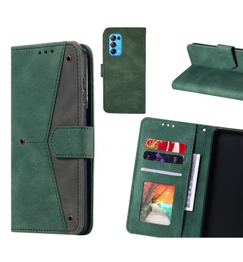 Oppo Find X3 Lite Case Wallet Denim Leather Case Cover - Green