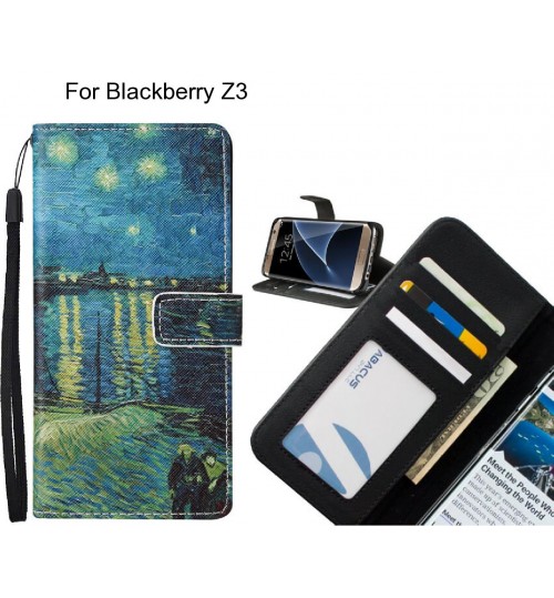 Blackberry Z3 case leather wallet case van gogh painting