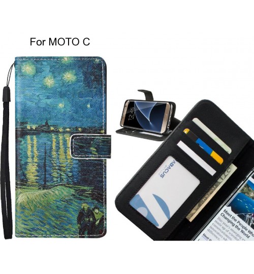 MOTO C case leather wallet case van gogh painting