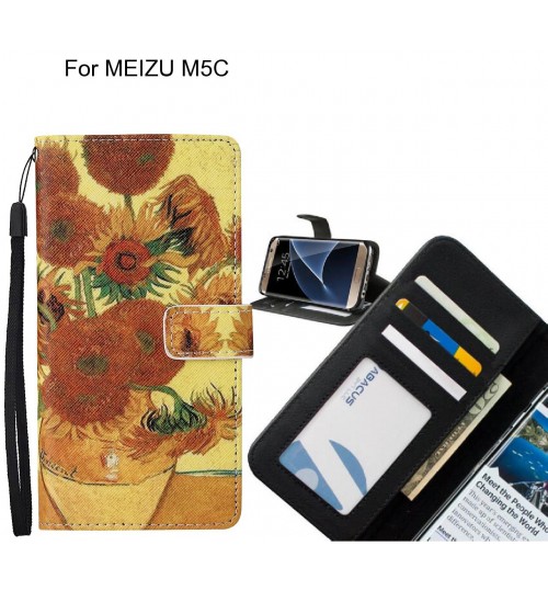 MEIZU M5C case leather wallet case van gogh painting