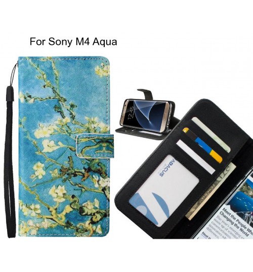 Sony M4 Aqua case leather wallet case van gogh painting