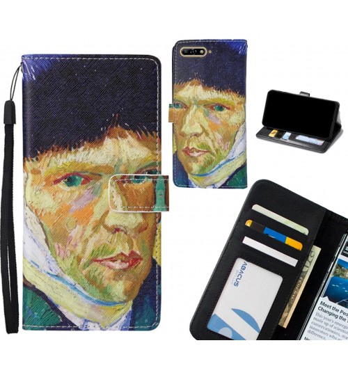 Huawei Y6 2018 case leather wallet case van gogh painting