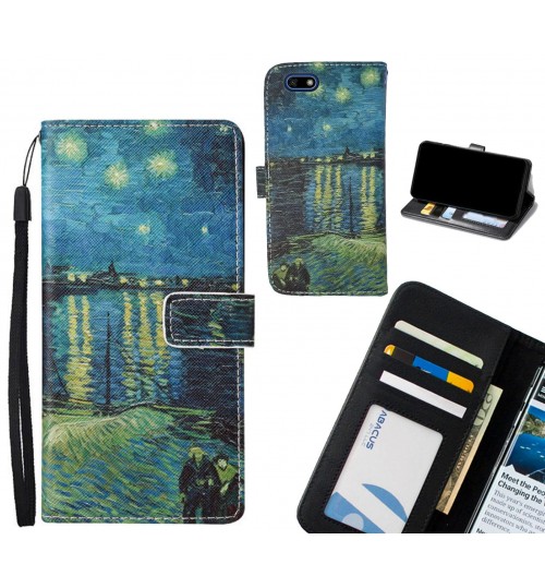 Huawei Y5 Prime 2018 case leather wallet case van gogh painting