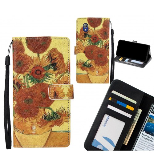 Alcatel 1 case leather wallet case van gogh painting