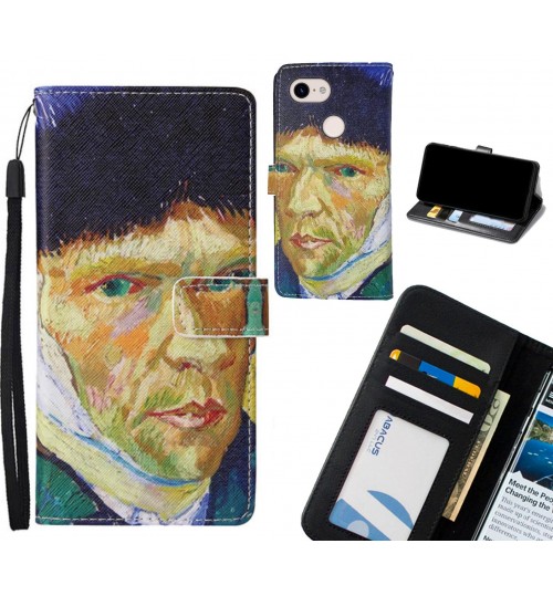 Google Pixel 3 case leather wallet case van gogh painting