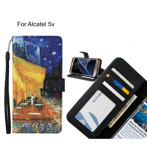 Alcatel 5v case leather wallet case van gogh painting