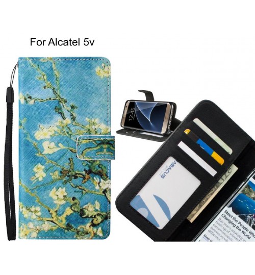 Alcatel 5v case leather wallet case van gogh painting