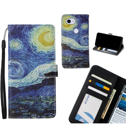 Google Pixel 3a case leather wallet case van gogh painting