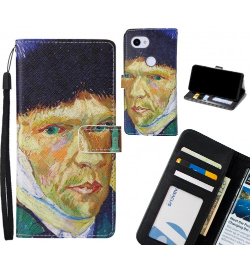 Google Pixel 3a case leather wallet case van gogh painting