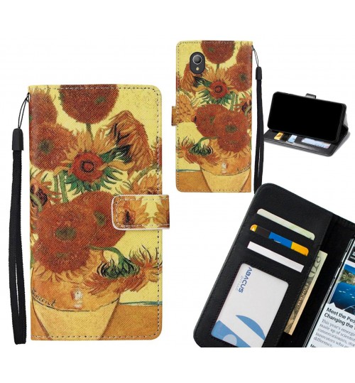 Vodafone E9 case leather wallet case van gogh painting
