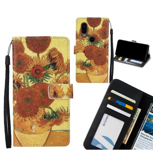 MOTO P40 case leather wallet case van gogh painting