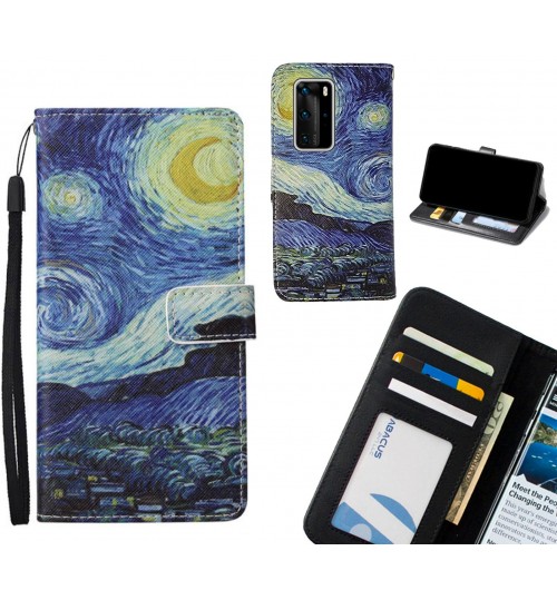 Huawei P40 Pro case leather wallet case van gogh painting