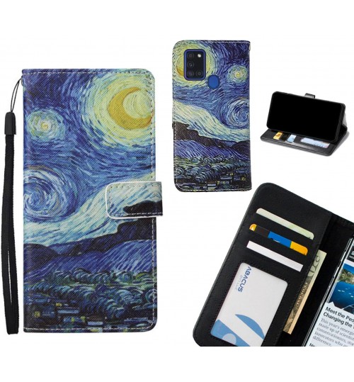 Samsung Galaxy A21S case leather wallet case van gogh painting