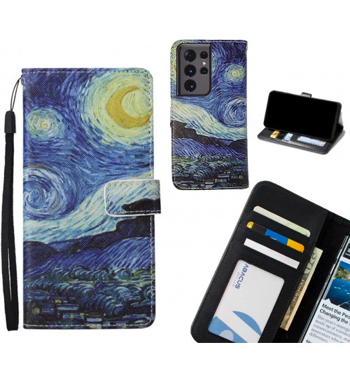 Galaxy S21 Ultra case leather wallet case van gogh painting