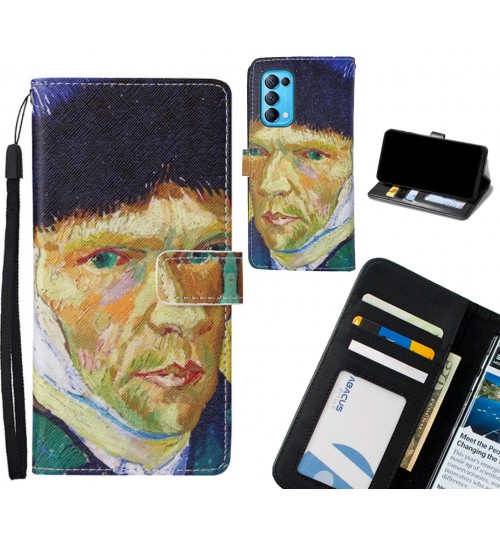 Oppo Find X3 Lite case leather wallet case van gogh painting