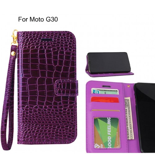 Moto G30 Case Croco Wallet Leather Case - Purple