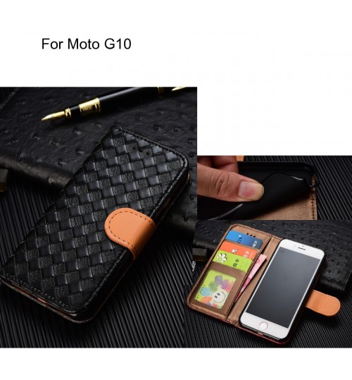 Moto G10 Case Leather Wallet Case Cover - Black