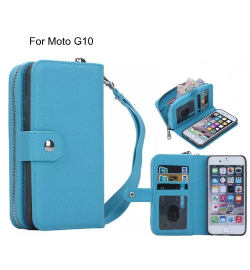 Moto G10 Case Coin Wallet Case Full Wallet Leather Case - Blue