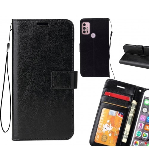 Moto G30 Case Fine Leather Wallet Case - Black