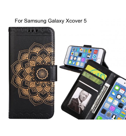 Samsung Galaxy Xcover 5 Case mandala embossed leather wallet case