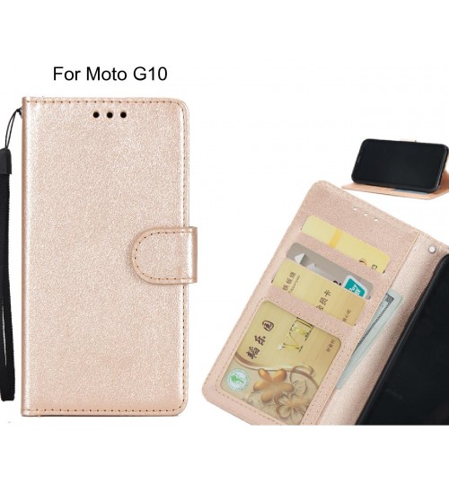 Moto G10  Case Silk Texture Leather Wallet Case - Gold