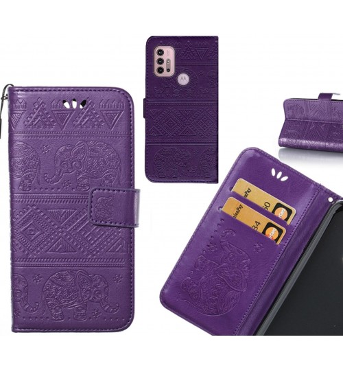 Moto G30 case Wallet Leather case Embossed Elephant Pattern