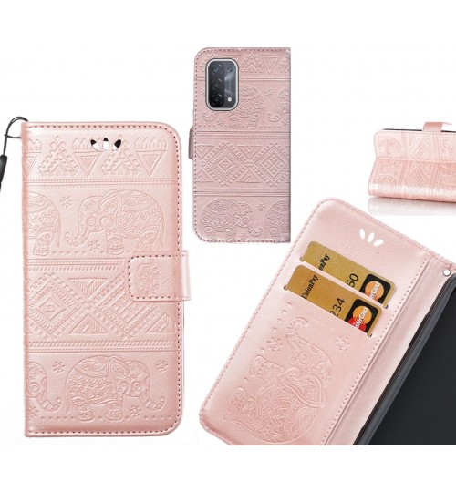 Oppo A74 5G case Wallet Leather case Embossed Elephant Pattern