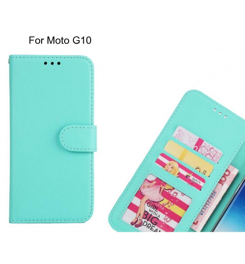 Moto G10  Case Magnetic Flip Leather Wallet Case - Green