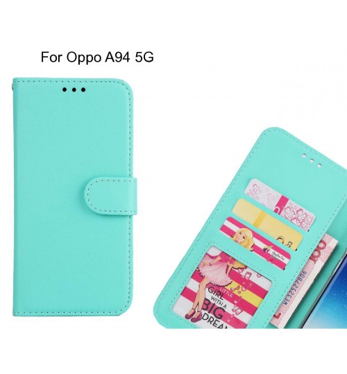 Oppo A94 5g  Case Magnetic Flip Leather Wallet Case - Green