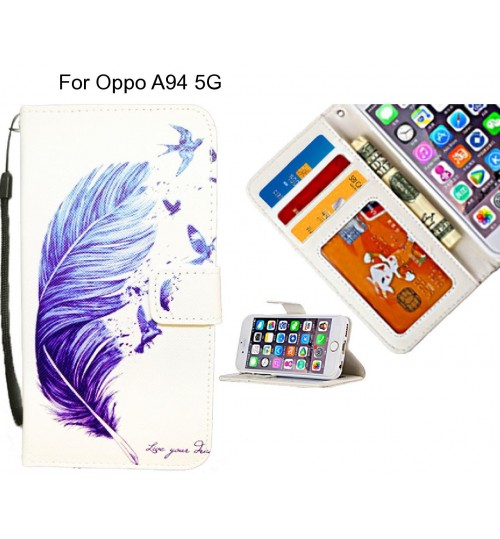 Oppo A94 5G case 3 card leather wallet case printed ID