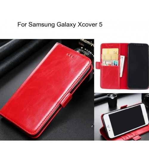 Samsung Galaxy Xcover 5 Case Executive Leather Wallet Case - Red