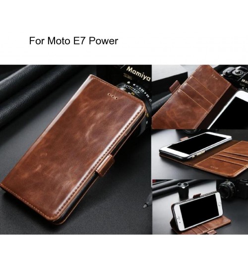 Moto E7 Power case executive leather wallet case